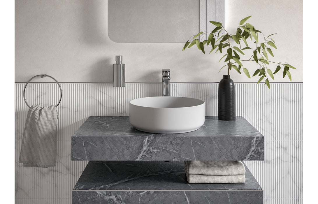 Liguria 600mm Wall Hung Basin Shelf - Grey Marble