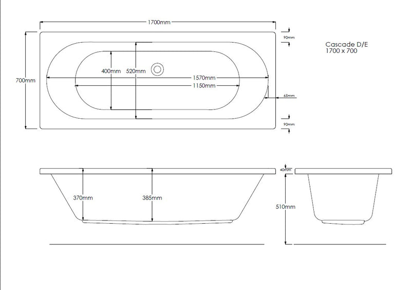 Pier 1700mm x 700mm Double Ended Bath