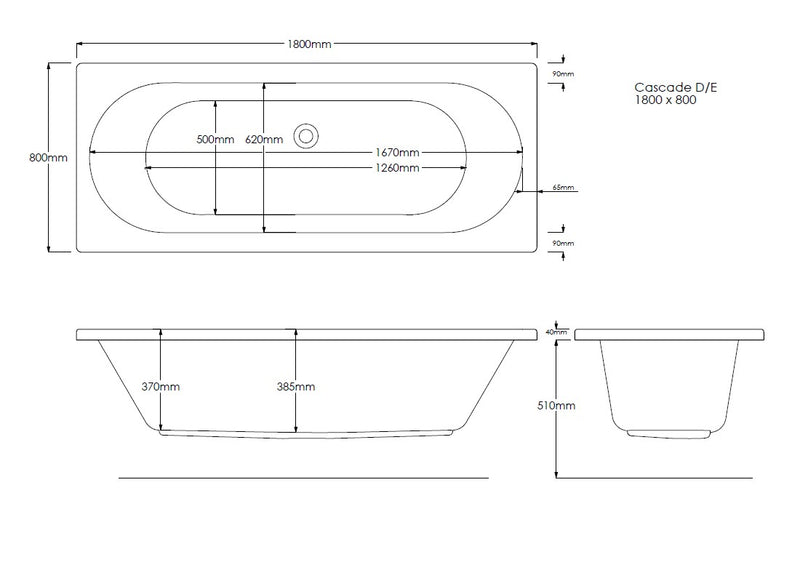 Pier 1800mm x 800mm Double Ended Bath