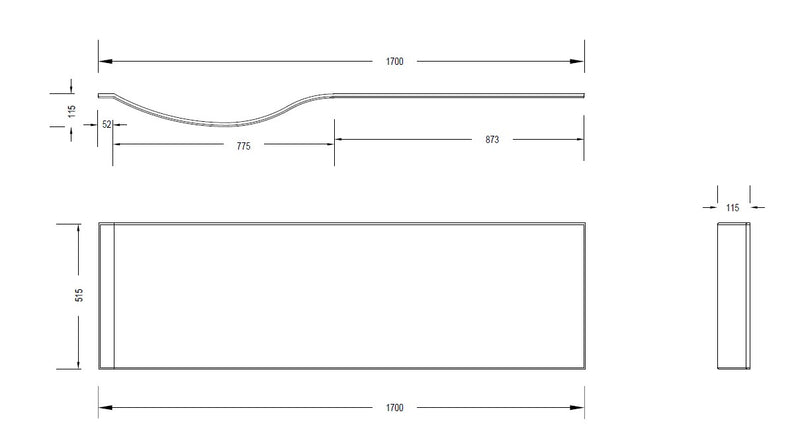 1700mm P Shaped Bath Panel