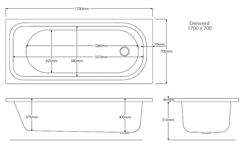 Nine 1700mm x 700mm Gripped Bath