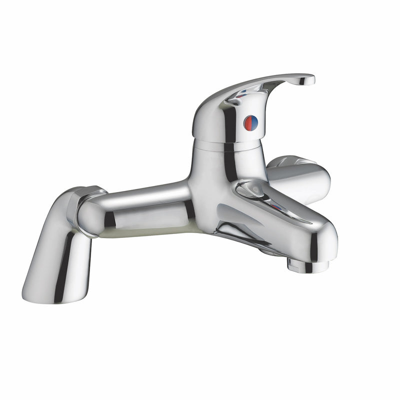 Lagoon One Spout Bath Filler w/ 2 Tap Holes - Chrome