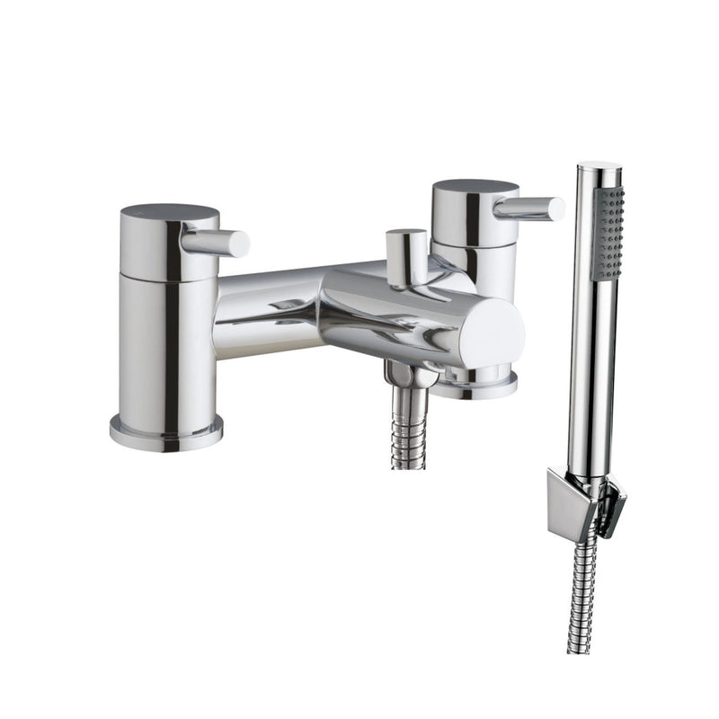 Drift Bath Shower Mixer w/ 2 Tap Holes, Slide Rail & Fixed & Handheld Shower Head - Chrome