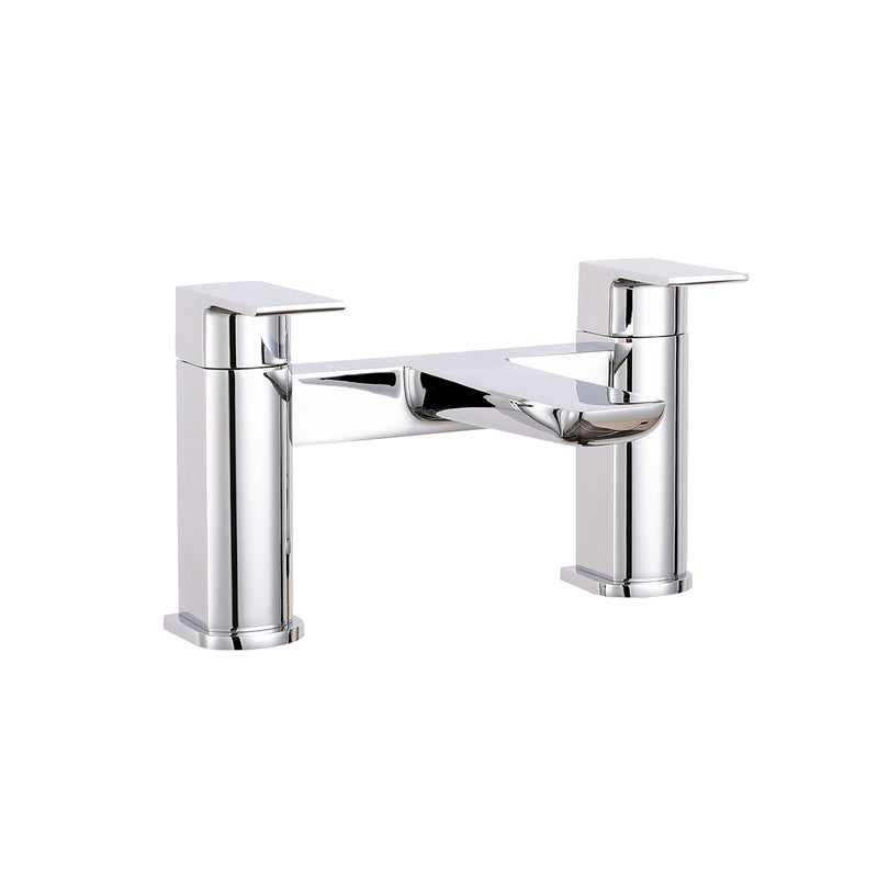 Pebble One Spout Bath Filler w/ 2 Tap Holes - Chrome