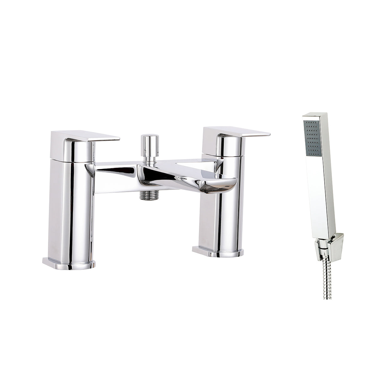 Pebble Bath Shower Mixer w/ 2 Tap Holes, Slide Rail & Fixed & Handheld ...