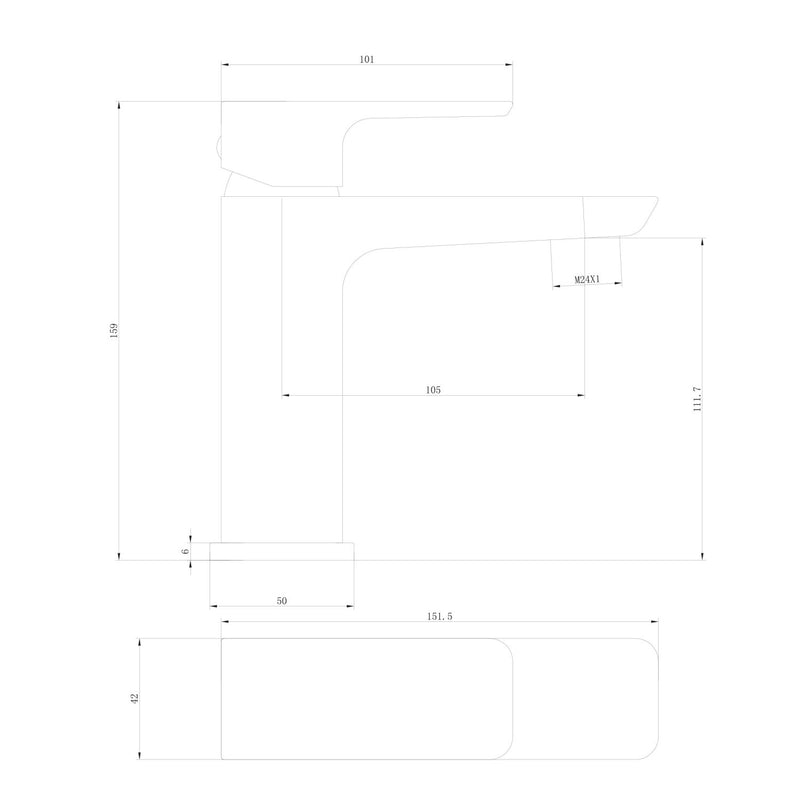 Pebble Electroplated Mono Basin Mixer w/ Pop Up Waste - Black