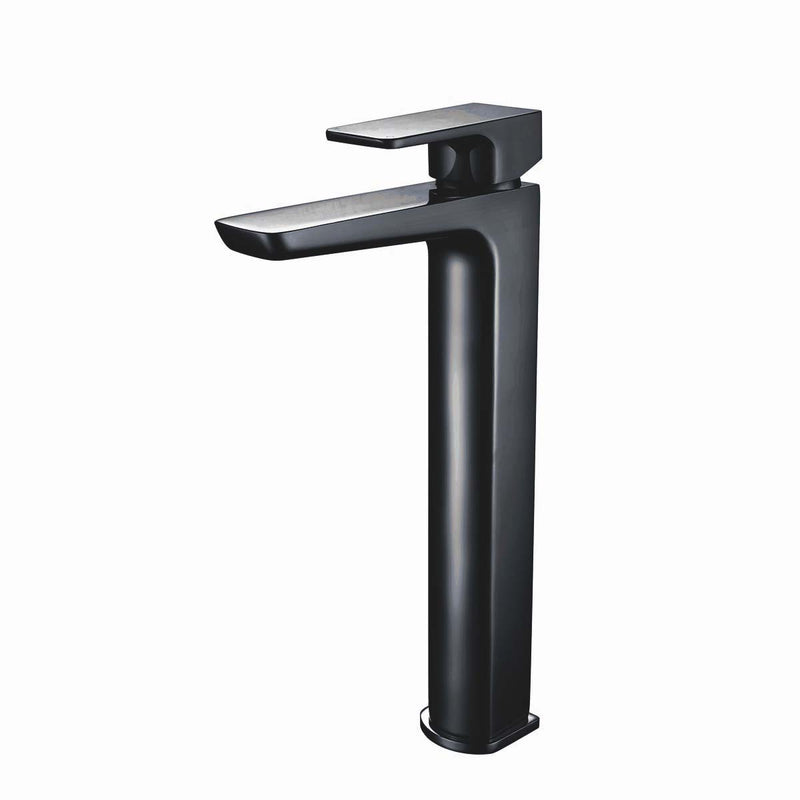 Pebble Electroplated Tall Mono Basin Mixer w/ Pop Up Waste - Black