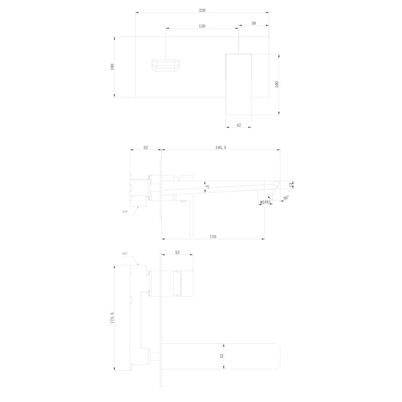 Pebble Electroplated Wall Mounted Bath Filler - Black