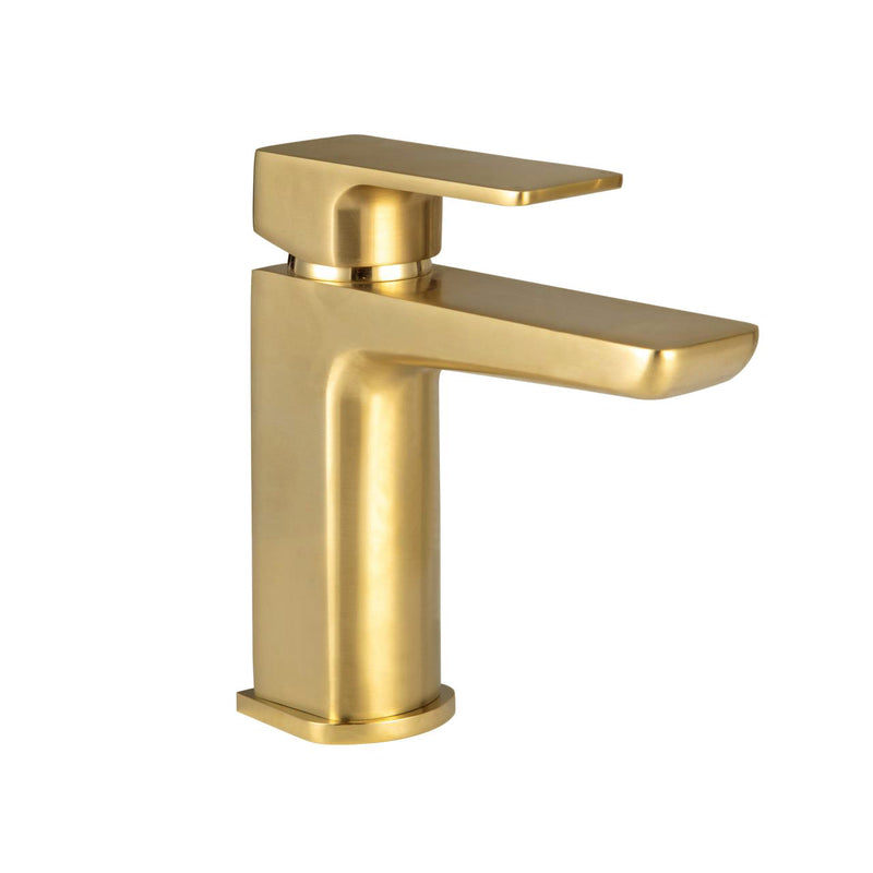Pebble PVD Coated Mini Mono Basin Mixer w/ Pop Up Waste - Brushed Brass
