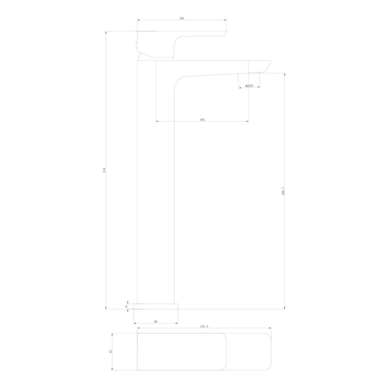 Pebble PVD Coated Tall Mono Basin Mixer w/ Pop Up Waste - Brushed Brass