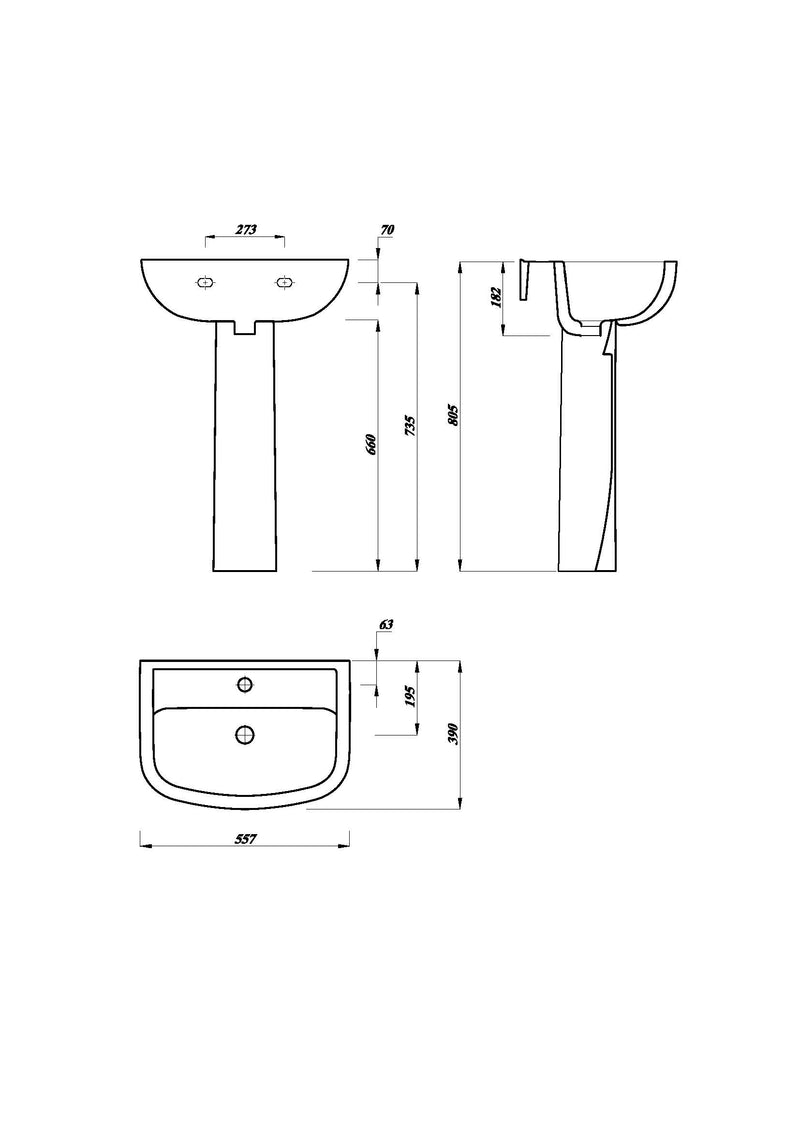 Dune 550mm x 390mm 1 Tap Hole Basin - White