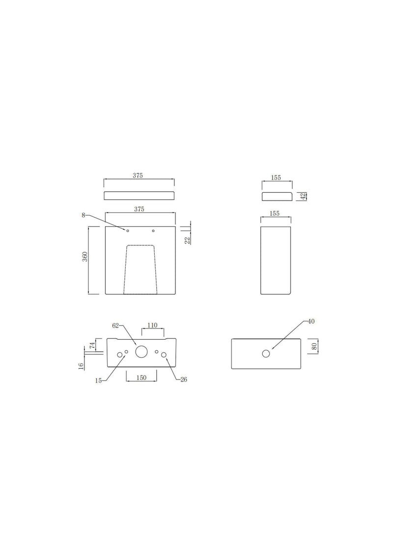 Dune Round 390mm x 375mm 6/4L Dual Flush Cistern & Mechanism - White