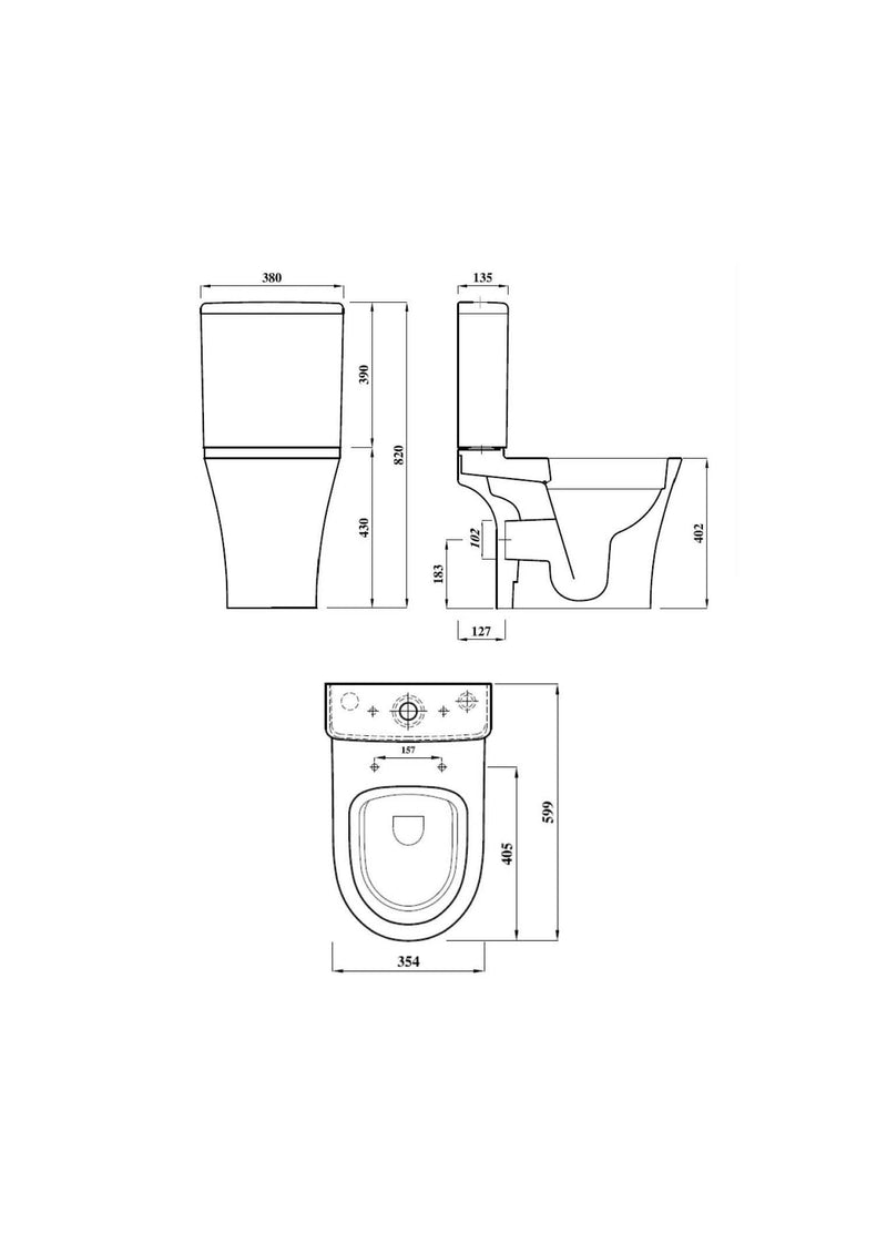 Bay 390mm x 380mm 6/4L Dual Flush Cistern & Mechanism - White