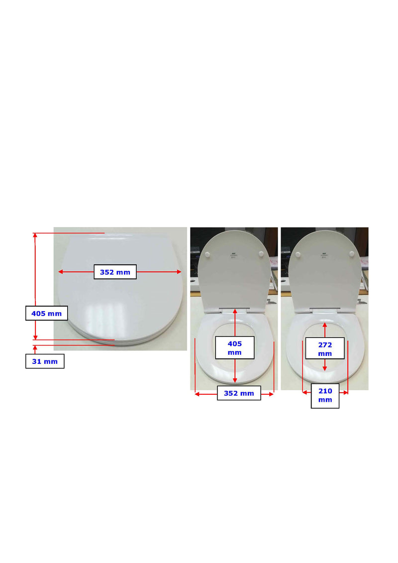 Bay D Shape Slim Soft Close Seat - White