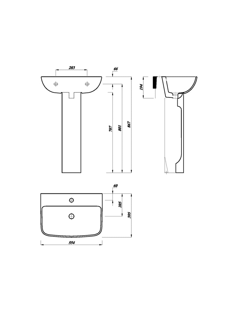 Quay 550mm x 395mm Thin Lipped Square Basin