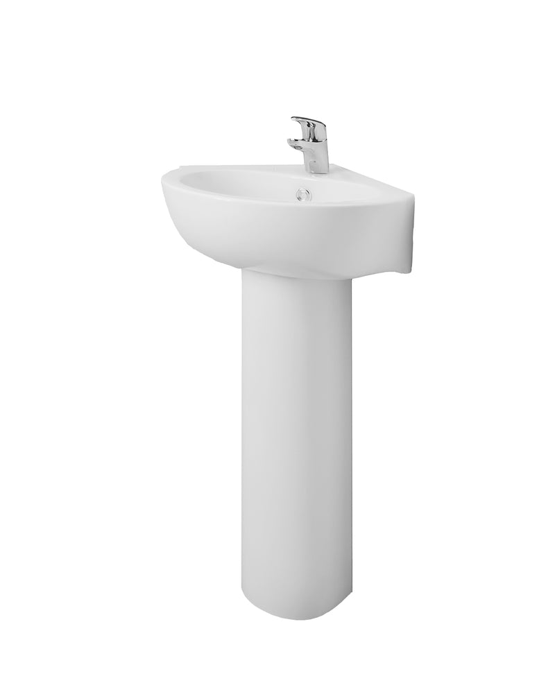 Blue 450mm x 465mm 1 Tap Hole Corner Basin - White