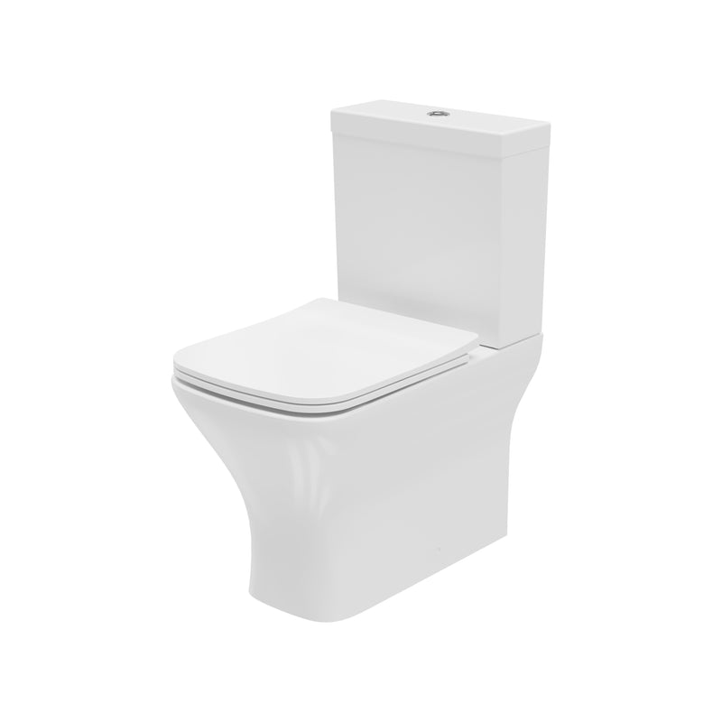 Quay Square 400mm x 610mm x 360mm Close Coupled Closed Back WC Pan - White