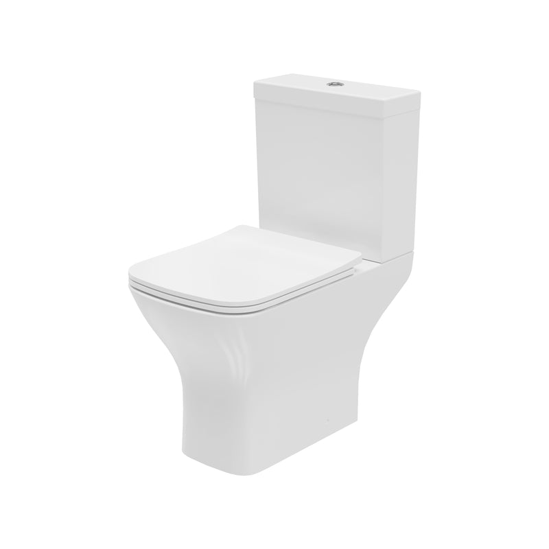 Quay Square 400mm x 610mm x 360mm Close Coupled Open Back WC Pan - White