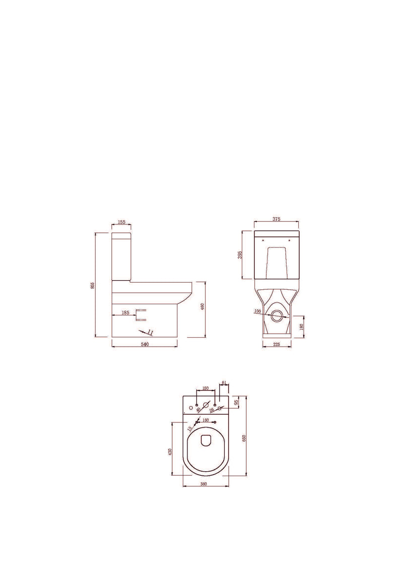 Bay Round Rimless Comfort Height Close Coupled Closed Back WC Pan - White