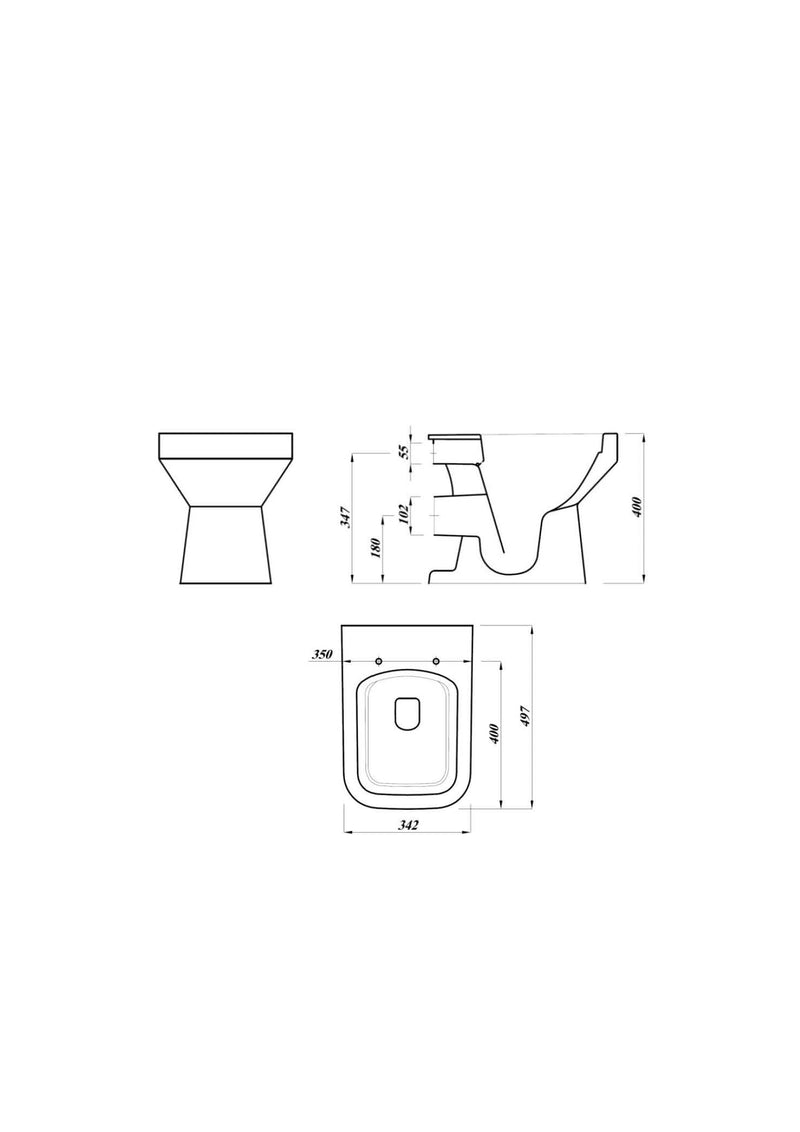 Quay 400mm x 500mm x 340mm Back To Wall Rimless WC Pan - White