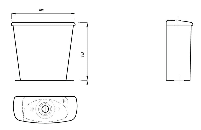 Gamma 365mm x 380mm Dual Flush Cistern & Mechanism - White
