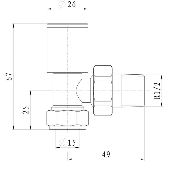 Non-Thermostatic Angled Radiator Valve - Anthracite