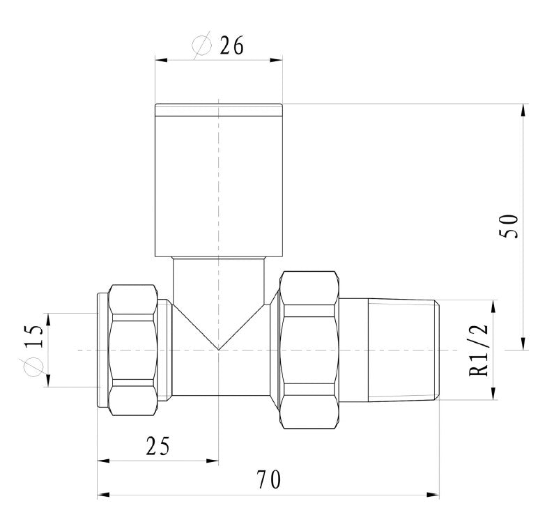Non-Thermostatic Straight Radiator Valve - Anthracite