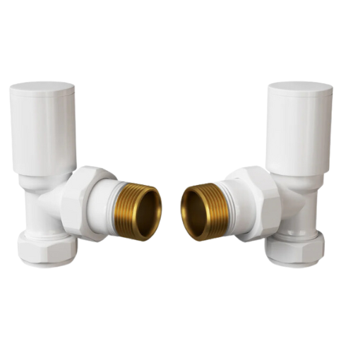 Non-Thermostatic Angled Radiator Valve - White