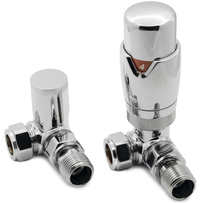 Thermostatic Corner Radiator Valve  - Chrome