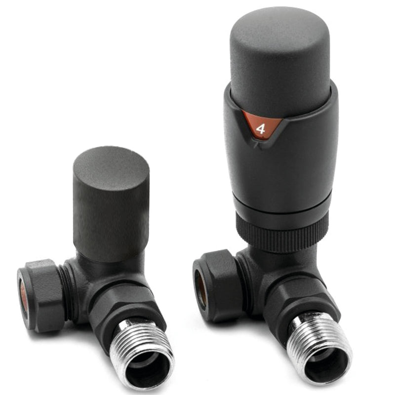 Thermostatic Corner Radiator Valve - Anthracite