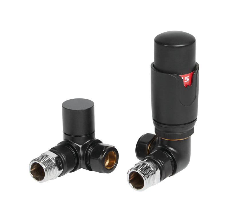 Thermostatic Corner Radiator Valve - Black
