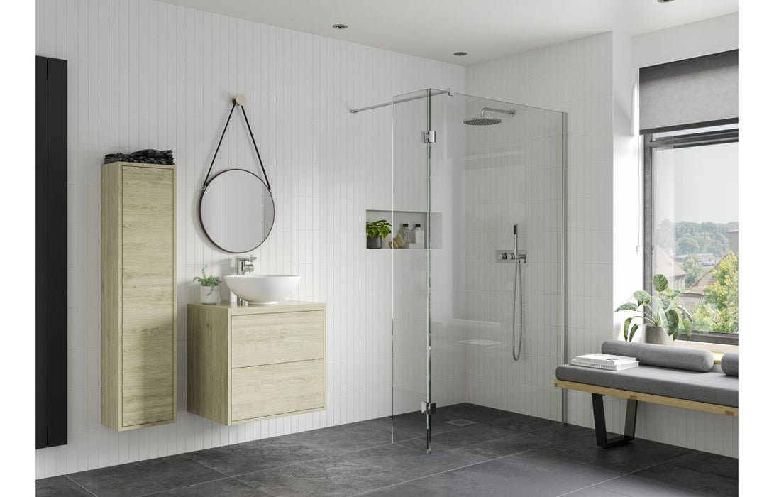 Perth 1200mm Wetroom Panel & Support Bar - Chrome