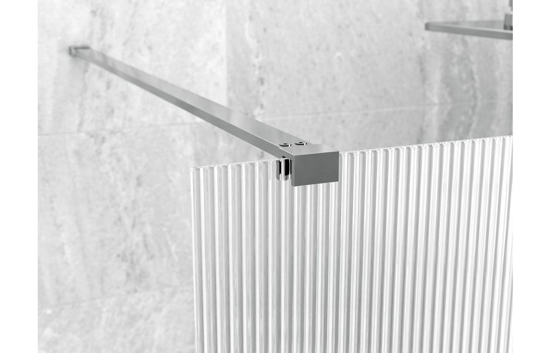 Perth 900mm Fluted Wetroom Panel & Support Bar - Chrome