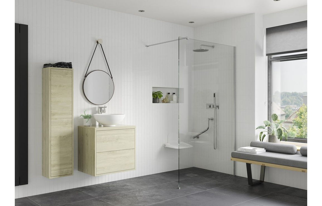 Perth 800mm Wetroom Panel & Floor-to-Ceiling Pole - Chrome