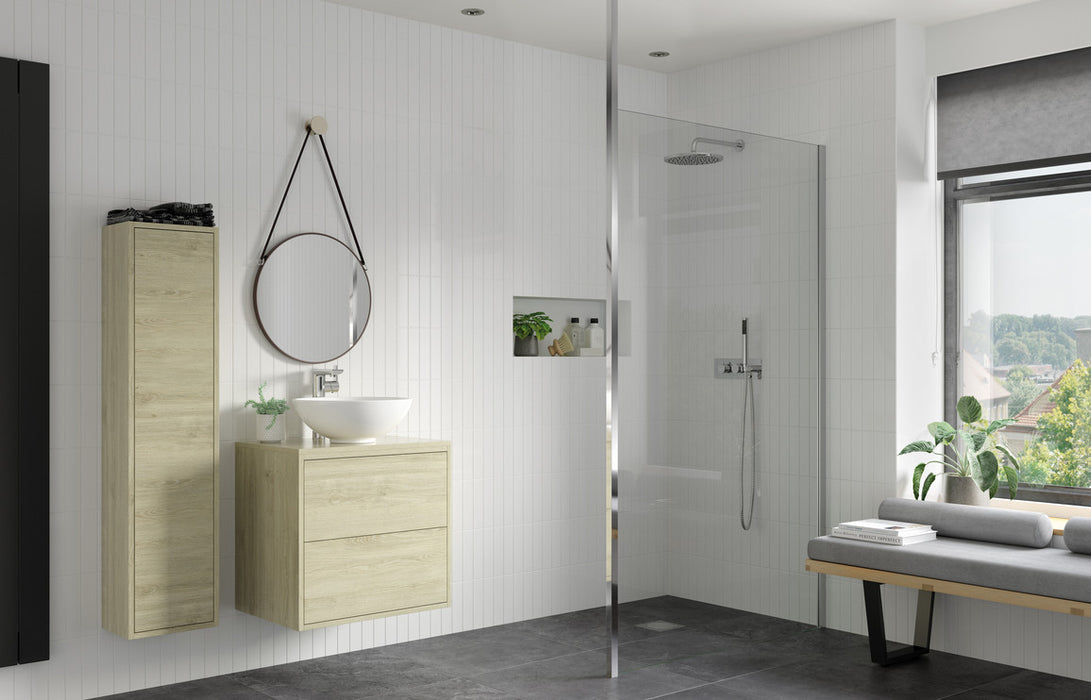 Perth 900mm Wetroom Panel & Floor-to-Ceiling Pole - Chrome