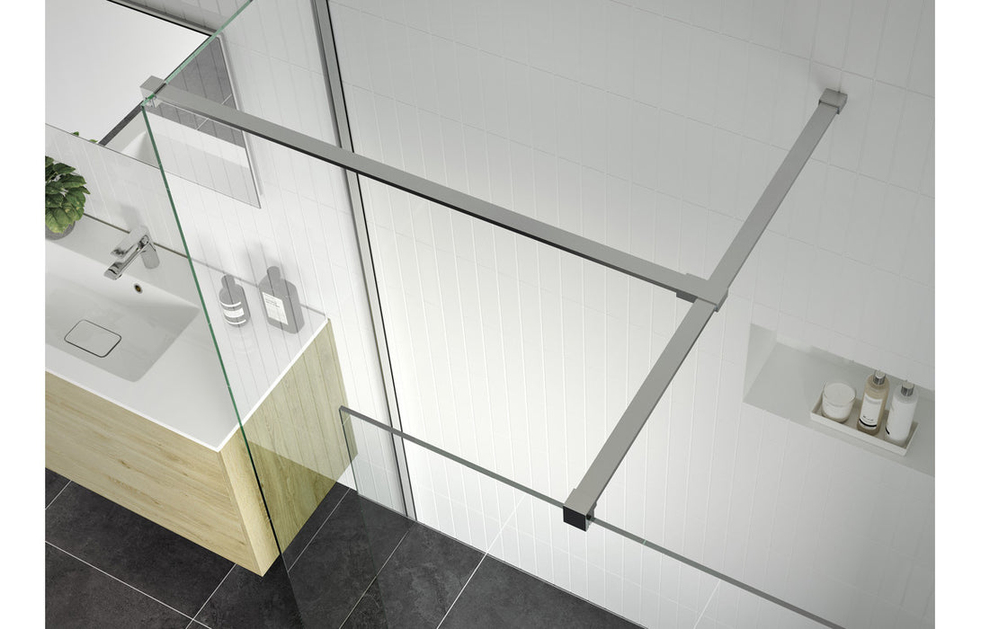 Perth 800mm Wetroom Panel & Support Bar - Chrome