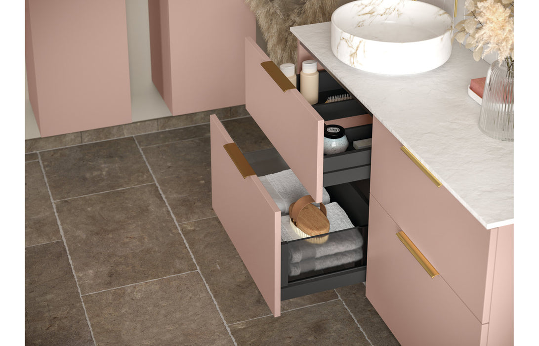 Marche 615mm Floor Standing 2 Door Basin Unit & Basin - Matt Antique Rose