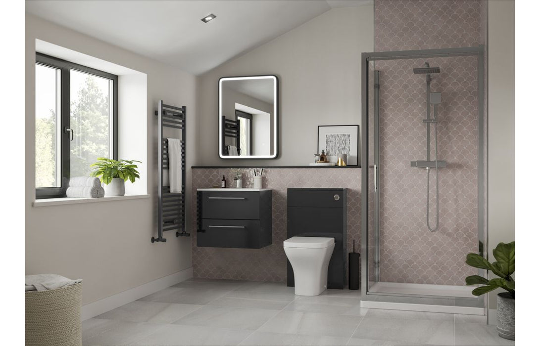 Stirling 510mm Wall Hung 2 Drawer Basin Unit & Basin - Anthracite Gloss