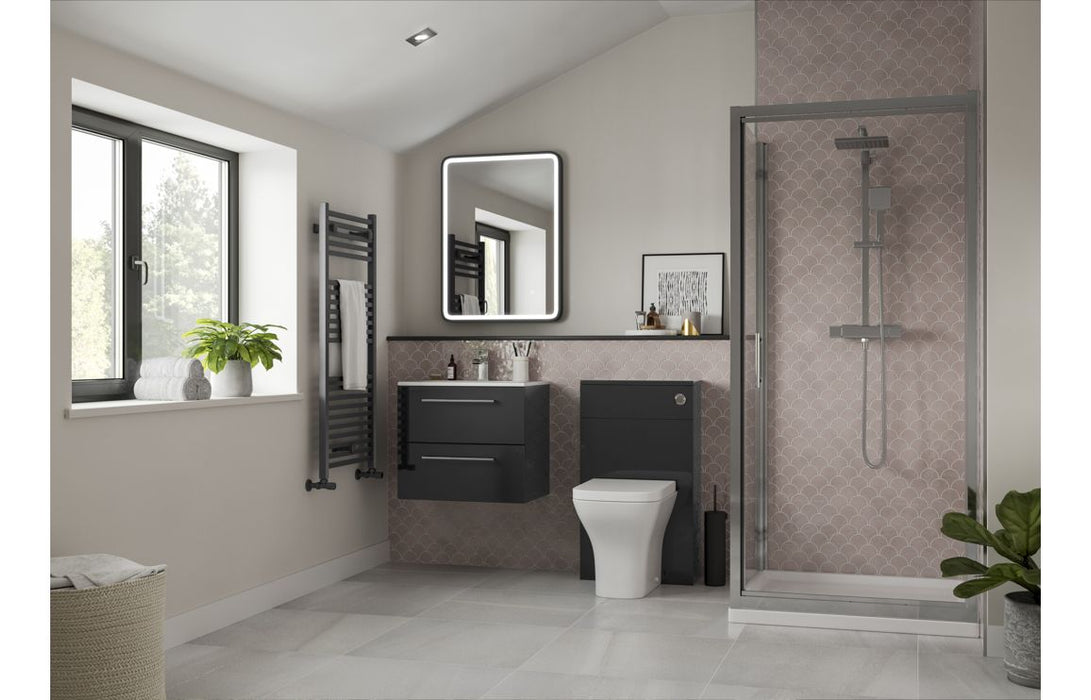 Stirling 610mm Floor Standing 2 Door Basin Unit & Basin - Anthracite Gloss