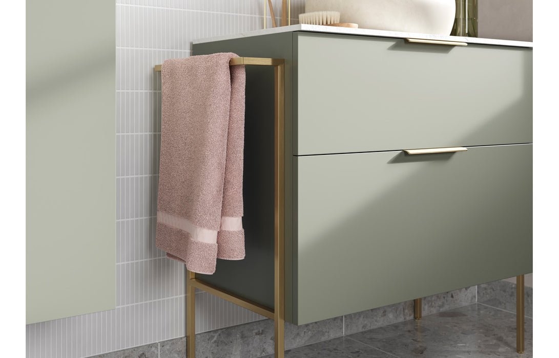 Marche 610mm Wall Hung 2 Drawer Basin Unit & Basin - Matt Olive Green