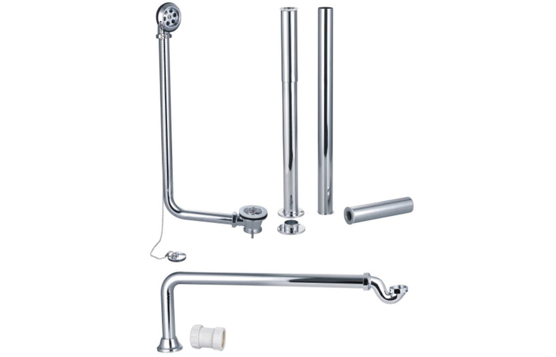 Exposed Bath Plug & Chain Waste With Pipe Shrouds - Chrome
