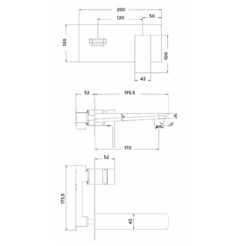 Pebble Electroplated Wall Mounted Basin Filler w/ Pop Up Waste - Black