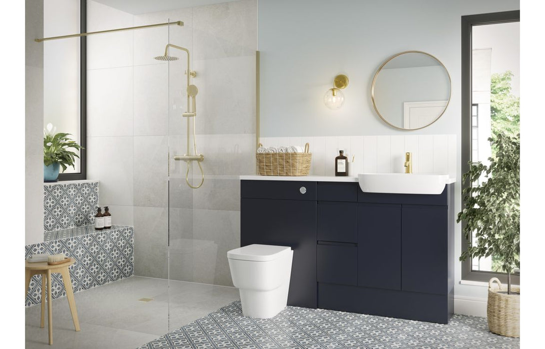 Piemonte 1542mm Basin, WC & 3 Drawer Unit Pack (LH) - Matt Indigo Blue