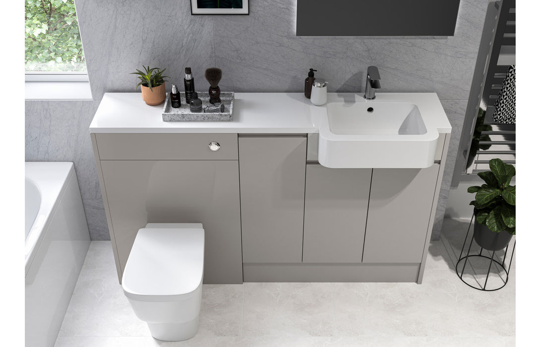 Piemonte 1242mm Basin & WC Unit Pack (LH) - Pearl Grey Gloss