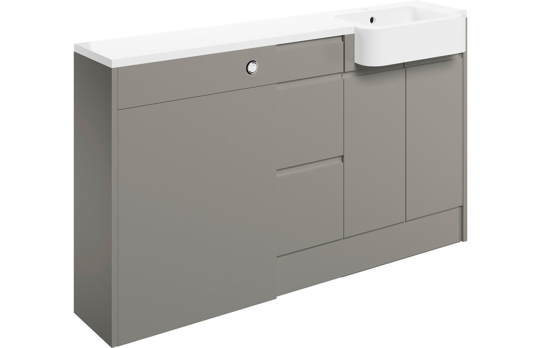 Piemonte 1542mm Basin, WC & 3 Drawer Unit Pack (LH) - Pearl Grey Gloss