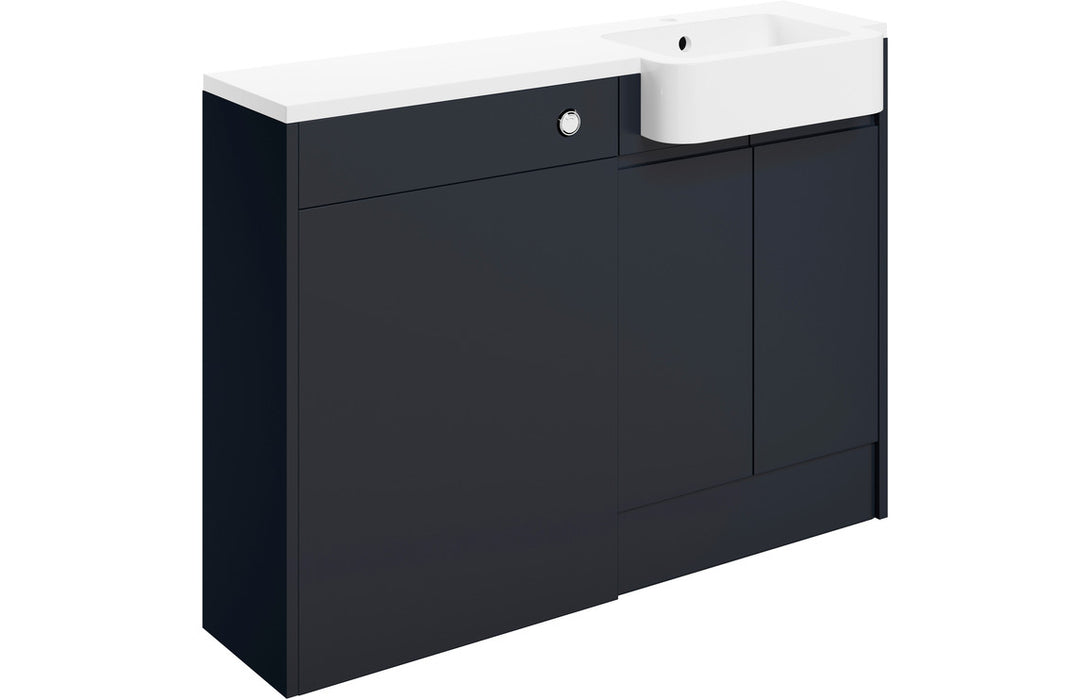 Piemonte 1242mm Basin & WC Unit Pack (LH) - Matt Indigo Blue