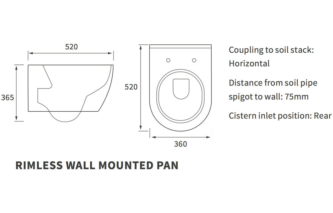 Briton Rimless Wall Hung WC & Soft Close Seat