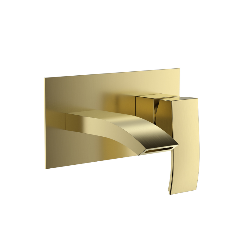 Cape PVD Coated Wall Mounted Basin Filler w/ Pop Up Waste - Brushed Brass