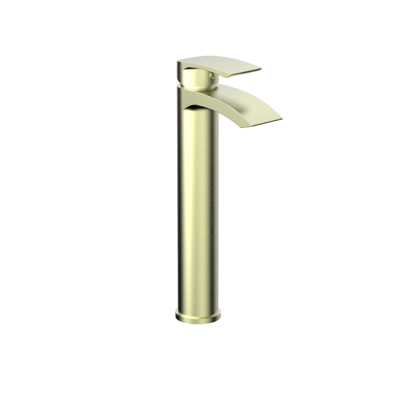Cape PVD Coated Tall Mono Basin Mixer w/ Pop Up Waste - Brushed Brass
