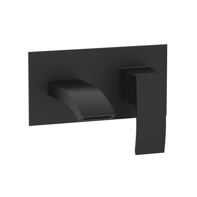 Cape Electroplated Wall Mounted Basin Filler w/ Pop Up Waste - Black